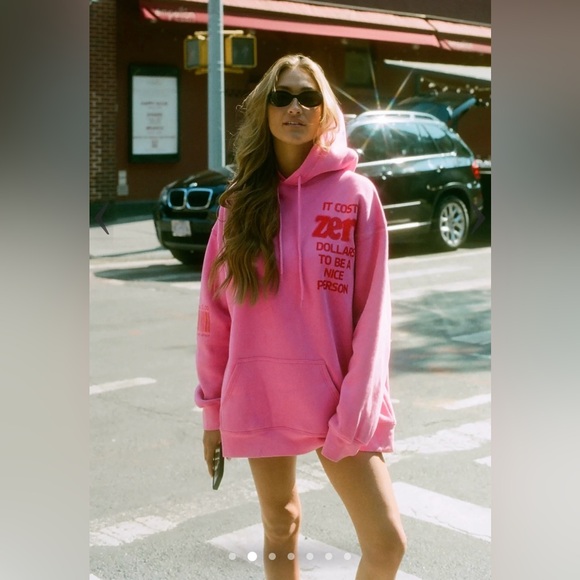 The Mayfair Group It Costs $0 Hoodie and Sweats in Pink - Picture 4 of 16